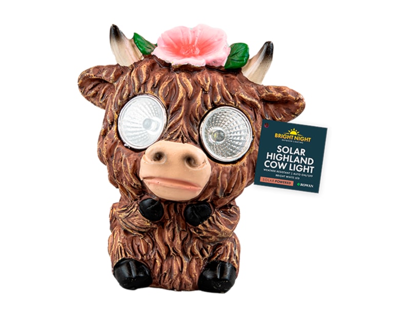 Wholesale Highland Cow Solar Light 10cm CDU Wholesale Highland Cow Solar Light 10cm CDU