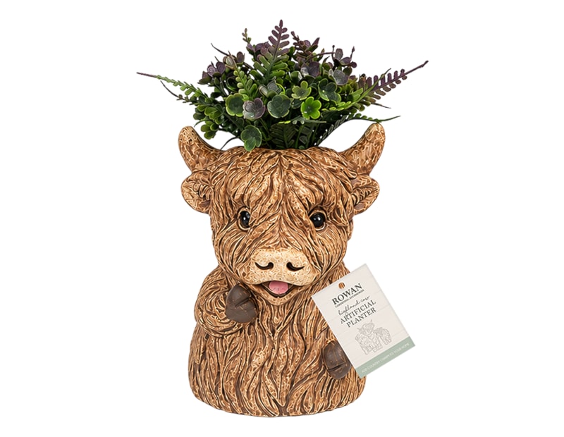 Wholesale Artifical Plant in Highland Cow Planter CDU