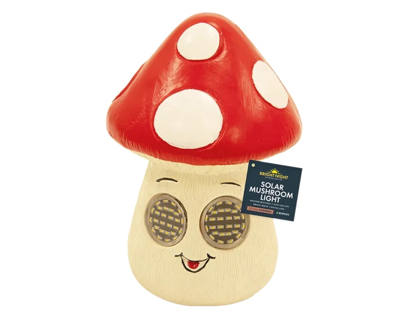 Wholesale Mushroom Solar Led Lights with Digital Eyes 15cm CDU