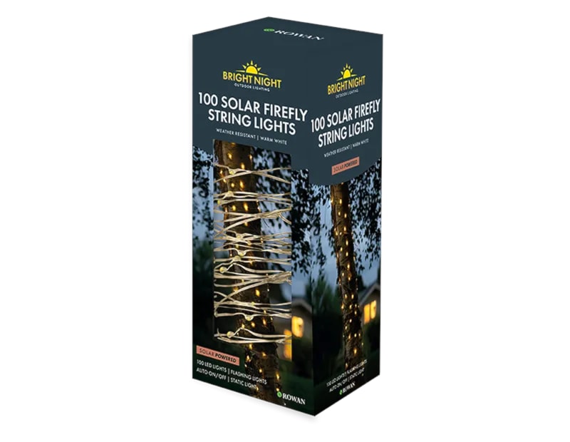 100 Solar Firefly String Lights Bright White CDU