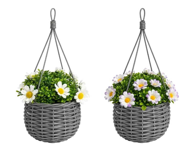 Wholesale Artificial Mini Daisy Hanging Basket 32cm CDU