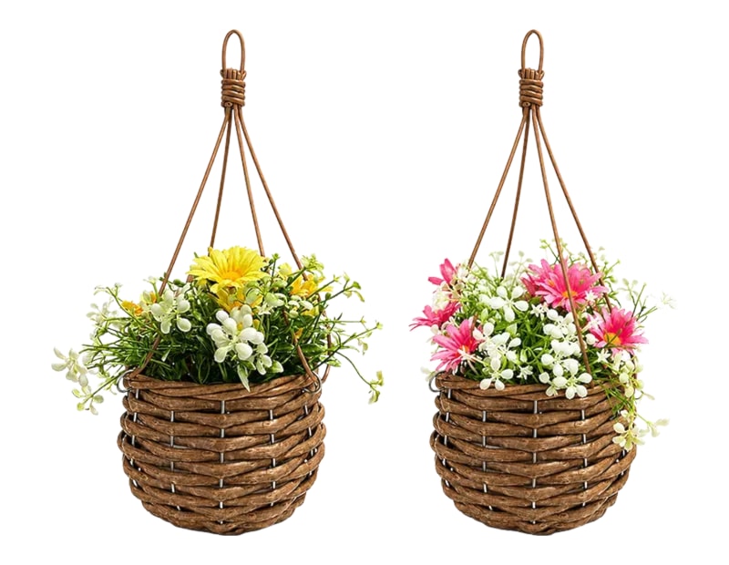 Wholesale Artificial Mini Floral Hanging Basket 32cm CDU