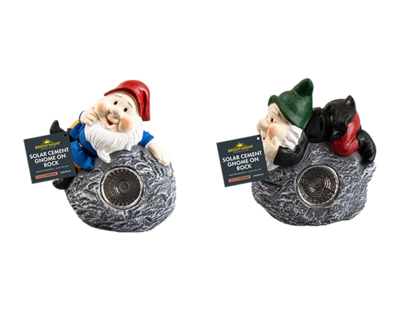 Wholesale Cement Gnome on Rock Solar Light Wholesale Cement Gnome on Rock Solar Light