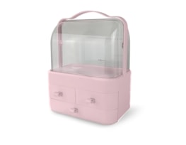 Wholesale Pink Cosmetic Storage Case with Handle & Drawers