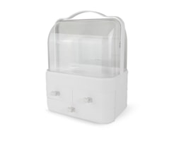 White Cosmetic Storage Case with Handle & Drawers