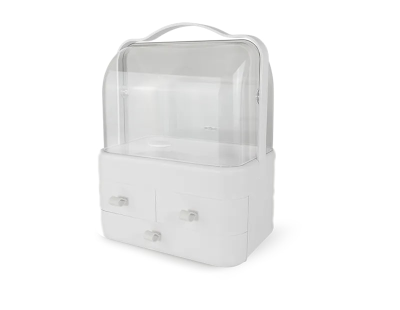 Wholesale White Cosmetic Storage Case with Handle & Drawers Wholesale White Cosmetic Storage Case with Handle & Drawers