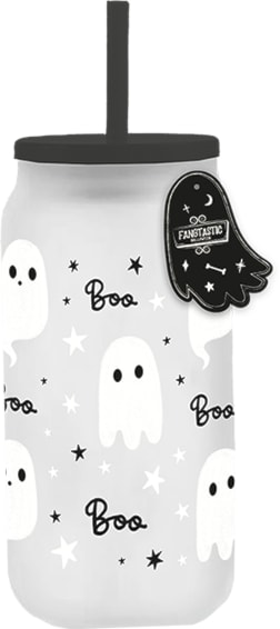 Wholesale Ghost Glass Mason Jar With Straw