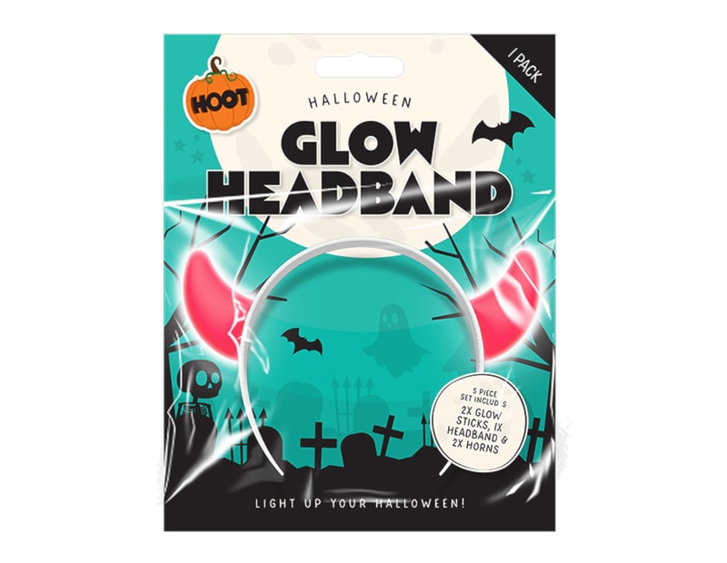 Wholesale Halloween Glow Headband CDU Wholesale Halloween Horns Glow Headband