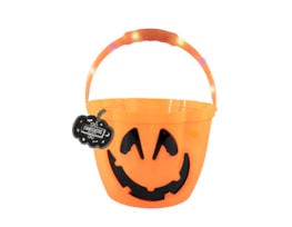 Wholesale Halloween Light Up Treat Bucket in Orange