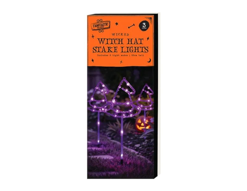 Wholesale Halloween Witch Hat LED Stakes 3pk CDU Wholesale Halloween Witch Hat LED Stakes 3pk CDU