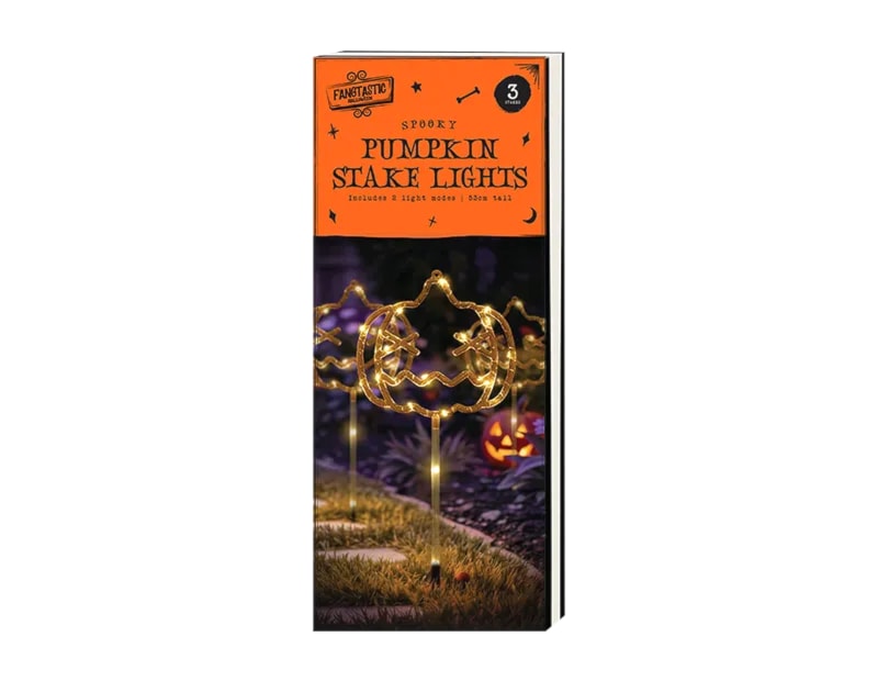 Wholesale Halloween Light Up Pumpkin Stakes 3pk CDU