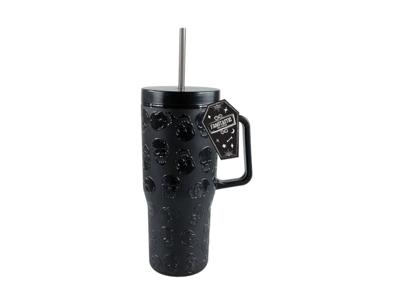 Wholesale Halloween Skull Embossed Cup With Straw 800ml