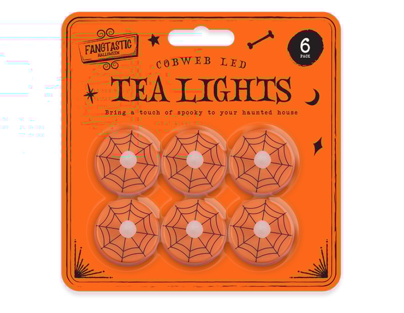 Wholesale Cobweb LED Tea Lights 6pk Wholesale Cobweb LED Tea Lights 6pk