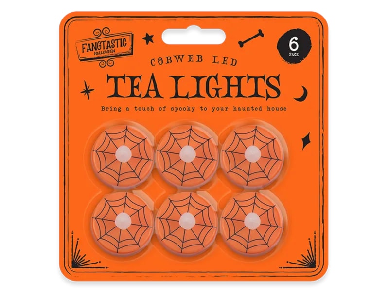 Wholesale Cobweb LED Tea Lights 6pk