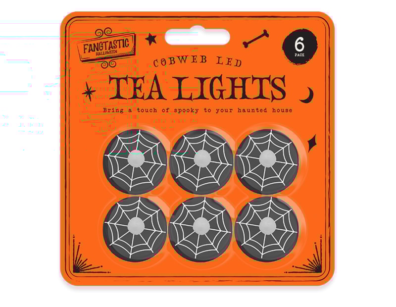 Wholesale Cobweb LED Tea Lights 6pk Wholesale Cobweb LED Tea Lights 6pk
