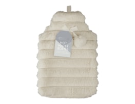 Wholesale Faux Fur Ribbed Hot Water Bottle With Pom Poms 1.7L Wholesale Faux Fur Ribbed Hot Water Bottle With Pom Poms 1.7L