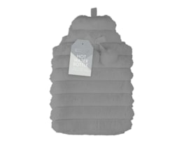Wholesale Faux Fur Ribbed Hot Water Bottle With Pom Poms 1.7L Wholesale Faux Fur Ribbed Hot Water Bottle With Pom Poms 1.7L