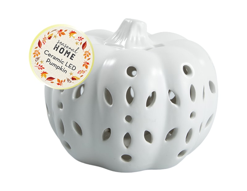 Wholesale Autumnal Medium Ceramic LED Pumpkin CDU