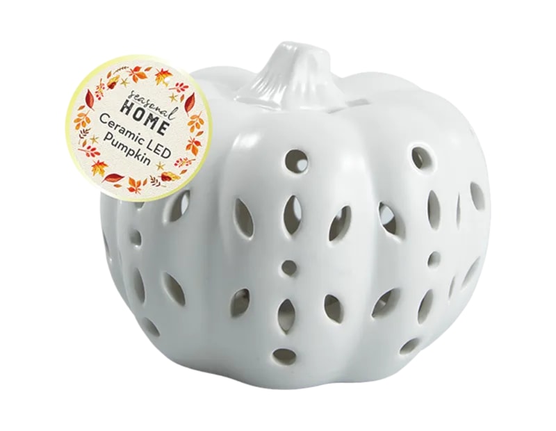 Wholesale Autumnal Medium Ceramic LED Pumpkin CDU
