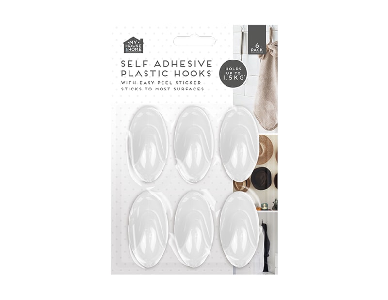 Plastic Self-Adhesive Hooks 6pk Plastic Self-Adhesive Hooks 6pk