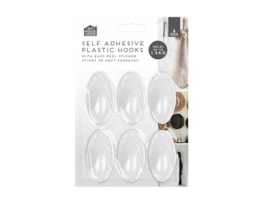 Wholesale Plastic Self-Adhesive Hooks 6pk