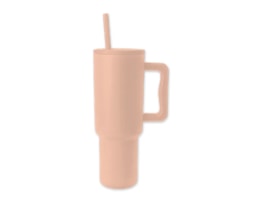 Wholesale Neutrals Double Walled Tumbler with Handle and Straw 1100ml