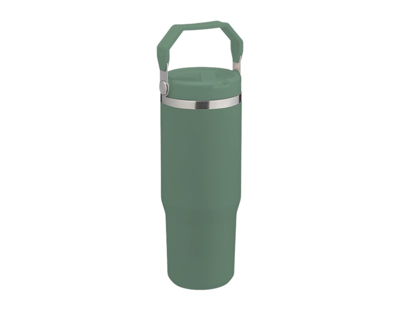 Wholesale Neutral Double Walled Drinking Tumbler With Handle And Flip Straw Wholesale Neutral Double Walled Drinking Tumbler With Handle And Flip Straw