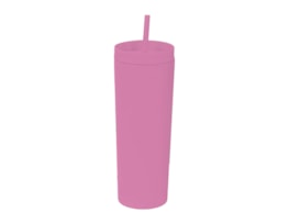 Wholesale Block Colour Rubber Cup With Straw 450ml
