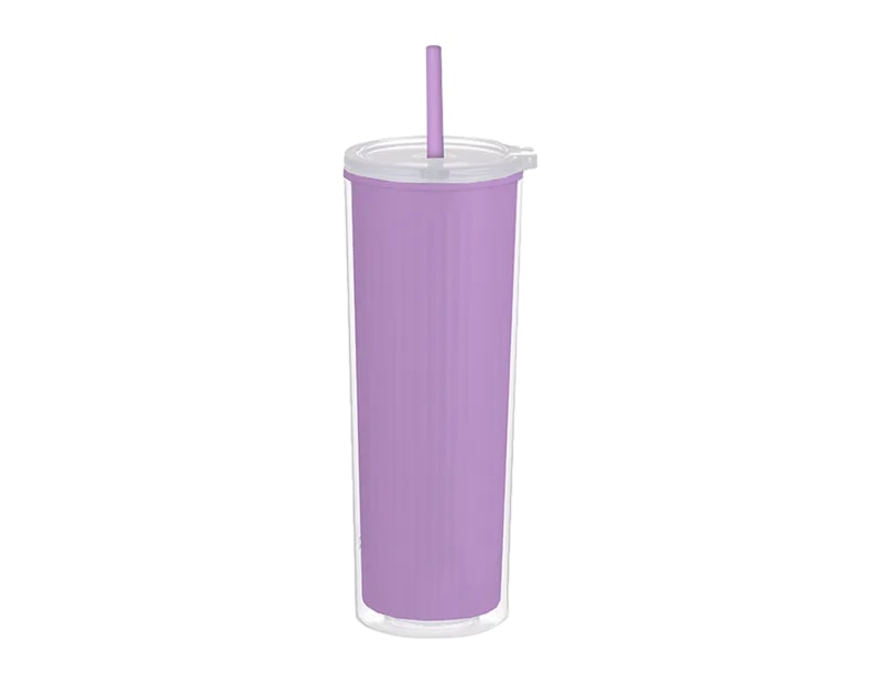 Wholesale Inner Ribbed Cup With Straw 700ml