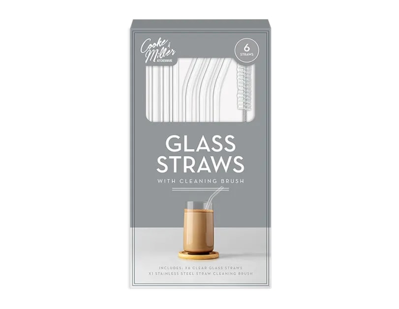 Wholesale Glass Straw Set With Brush 6pk