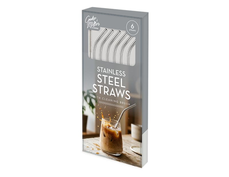 Wholesale Stainless Steel Reusable Straws 6PK - CDU Wholesale Stainless Steel Reusable Straws 6PK - CDU