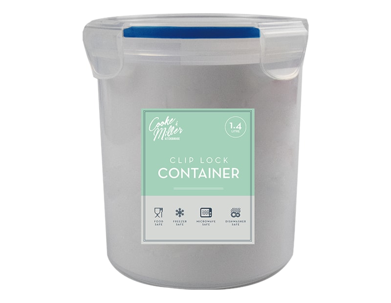 Wholesale Clip Lock Round Container 1400ml Wholesale Clip Lock Round Container 1400ml in Blue