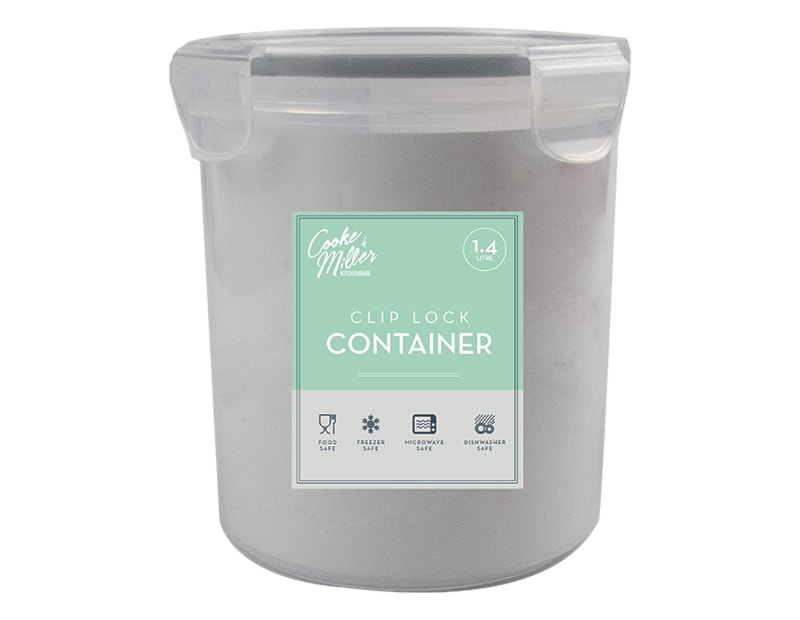 Wholesale Clip Lock Round Container 1400ml Wholesale Clip Lock Round Container 1400ml in Grey