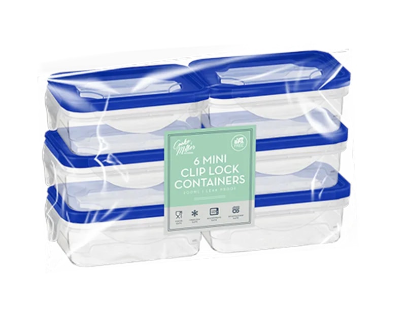 Wholesale Rectangle Clip Lock Container 200ml 6pk