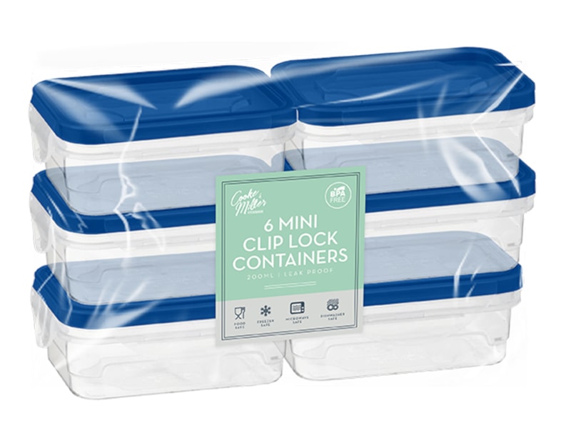 Wholesale Rectangle Clip Lock Container 200ml 6pk Wholesale Rectangle Clip Lock Container 200ml 6pk