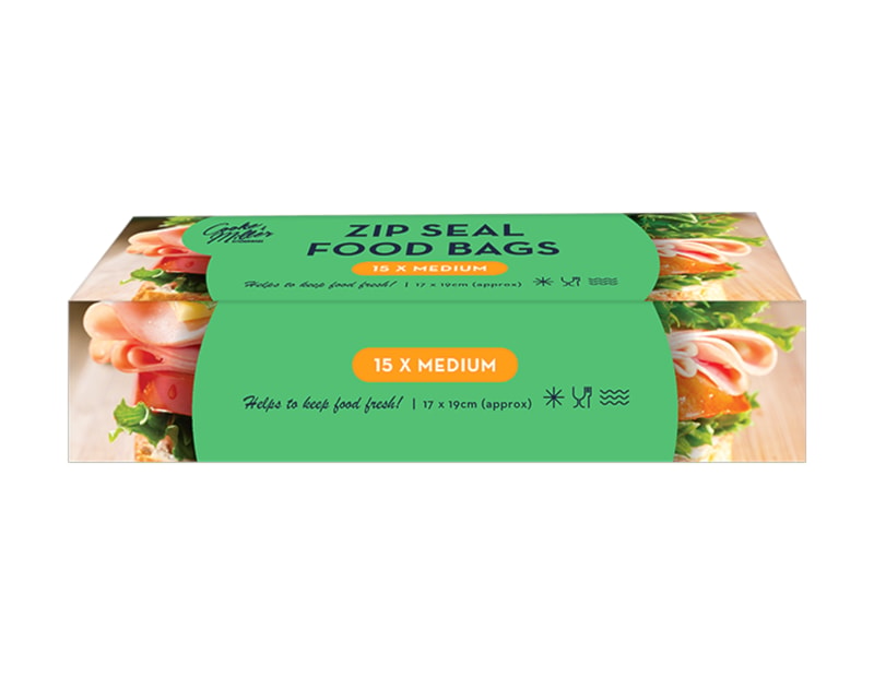 Wholesale Slide Zip Food Bags 15pk CDU