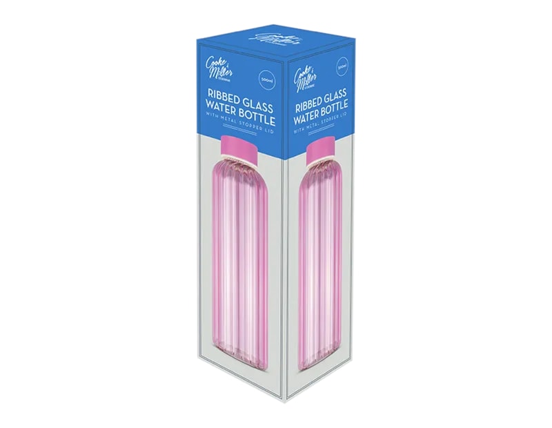 Wholesale Ribbed Glass Water Bottle 500ml