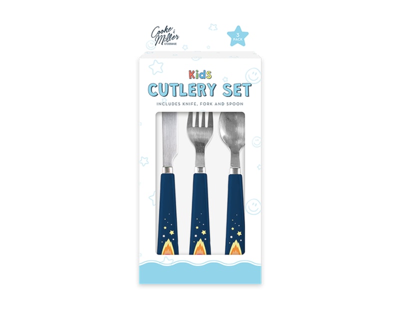 Wholesale Space Dinosaur 3 Piece Cutlery Set CDU
