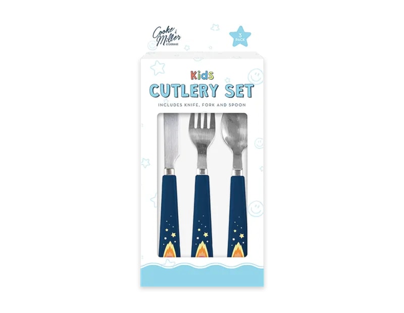 Wholesale Space Dinosaur 3 Piece Cutlery Set CDU Wholesale Space Dinosaur 3 Piece Cutlery Set CDU