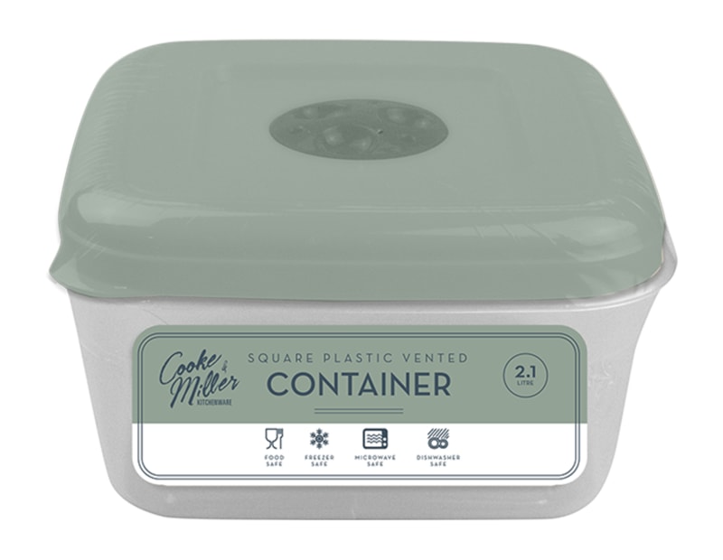 Wholesale Natural Plastic Vented Square Container 2.1L Wholesale Natural Plastic Vented Square Container 2.1L