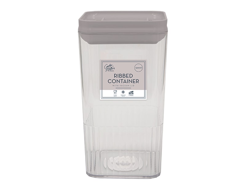 Wholesale Natural Ribbed Container with Vacuum Lid 1300ml Wholesale Natural Ribbed Container with Vacuum Lid 1300ml