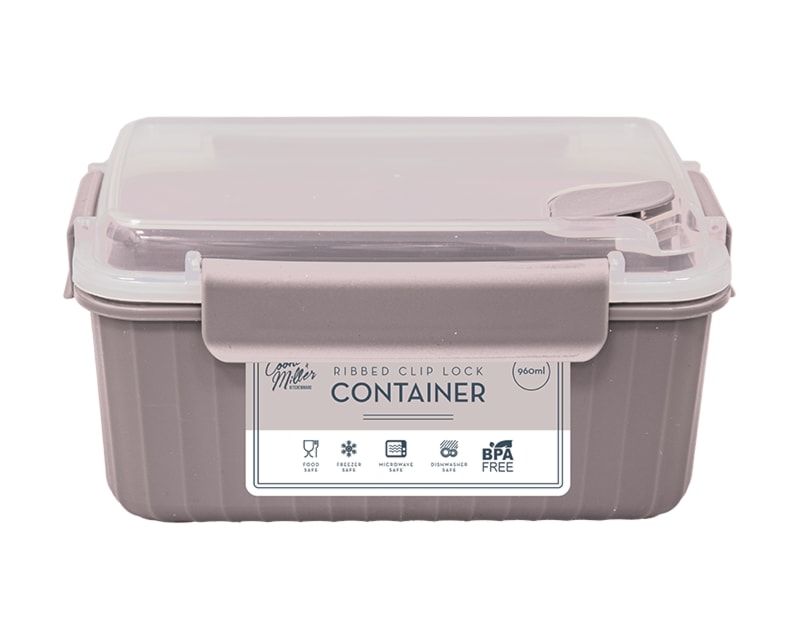 Wholesale Natural Ribbed Clip Lock Container 960ml Wholesale Natural Ribbed Clip Lock Container 960ml