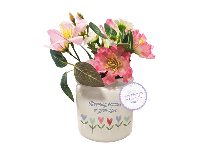 Wholesale Mothers Day Faux Flowers In Ceramic Vase Bulk Buy Mothers Day Faux Flowers In Ceramic Vase