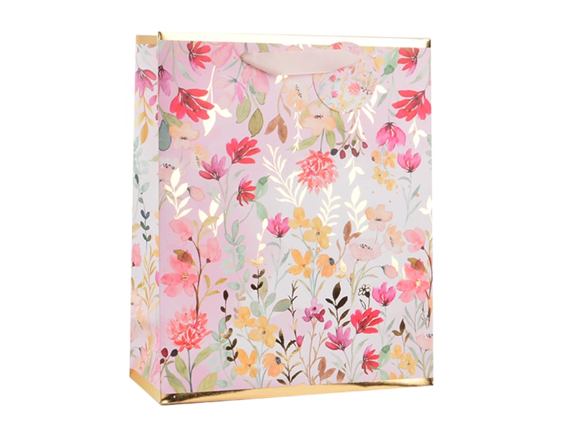Wholesale Womens Foiled Floral Medium Gift Bag 26x32x12cm Wholesale Womens Foiled Floral Medium Gift Bag 26x32x12cm