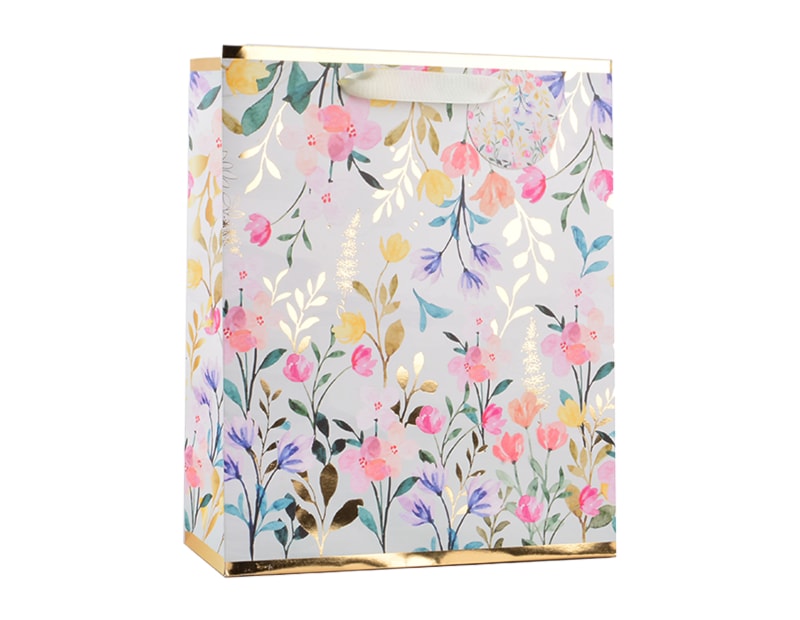 Wholesale Womens Foiled Floral Medium Gift Bag 26x32x12cm Wholesale Womens Foiled Floral Medium Gift Bag 26x32x12cm