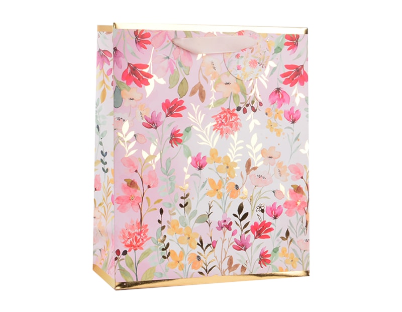 Wholesale Womens Foiled Floral Large Gift Bag 30x42x12cm Wholesale Womens Foiled Floral Large Gift Bag 30x42x12cm