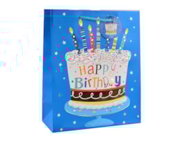 Wholesale Childrens Foiled Birthday Cake Medium Gift Bag 26x32x12cm Wholesale Childrens Foiled Birthday Cake Medium Gift Bag 26x32x12cm