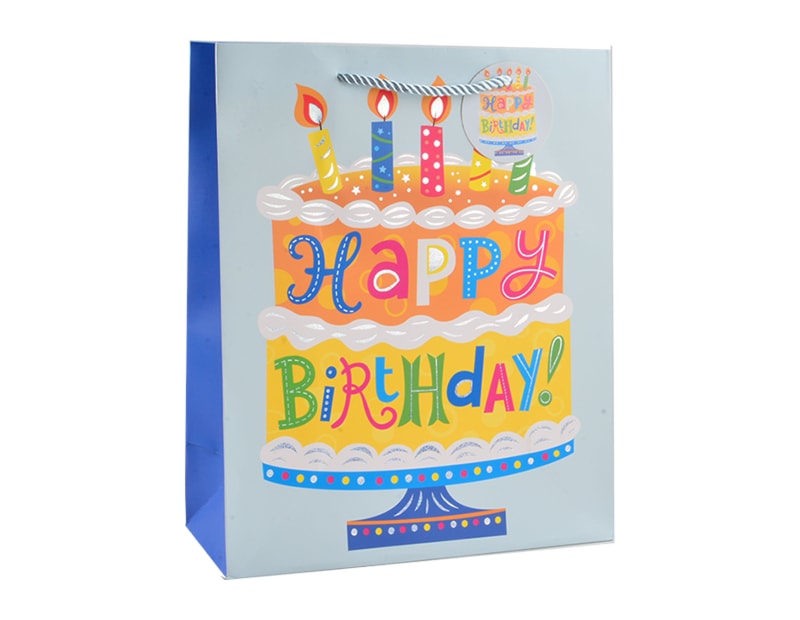 Wholesale Childrens Foiled Birthday Cake Large Gift Bag 30x42x12cm Wholesale Childrens Foiled Birthday Cake Large Gift Bag 30x42x12cm
