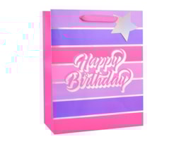 Wholesale Girls Foiled Happy Birthday Medium Gift Bag 26x32x12cm Wholesale Girls Foiled Happy Birthday Medium Gift Bag 26x32x12cm
