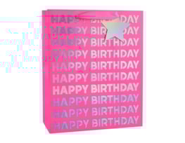 Wholesale Girls Foiled Happy Birthday Medium Gift Bag 26x32x12cm Wholesale Girls Foiled Happy Birthday Medium Gift Bag 26x32x12cm